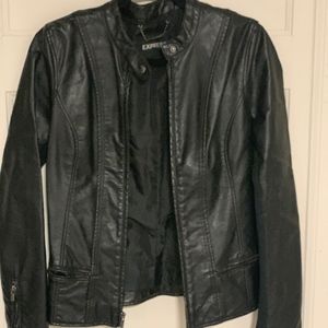 Express (MINUS THE) Leather Peplum Jacket-Black